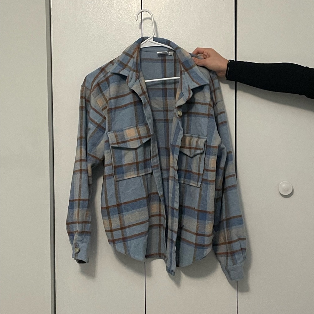 Blue Plaid Button-Up Flannel
